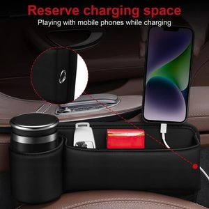 Organisateur de siège de voiture en cuir réglable avec porte-gobelet et compartiment pour téléphones - Product Image 5