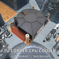 Refroidisseur de processeur en cuivre 1U à profil bas pour serveurs AMD AM4 Ryzen 5 5600X 3600, ventilateur PWM 4 broches avec dissipateur thermique à ailettes écaillées, refroidissement par air