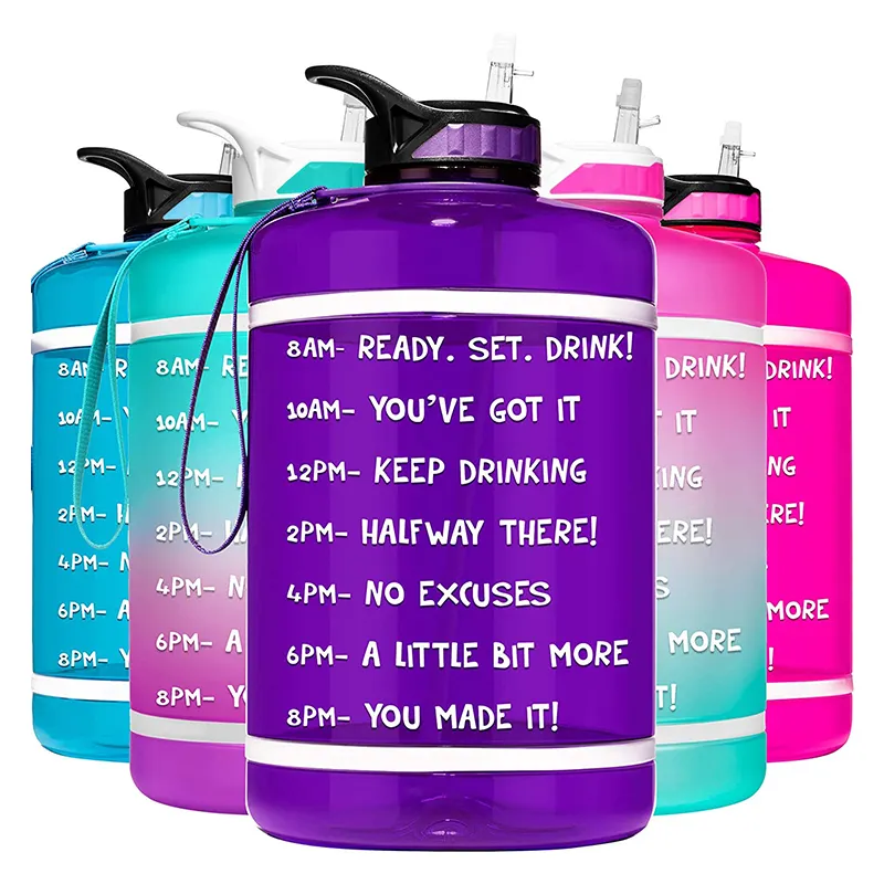 Bpa Gratis Petg Grote 1 Gallon/128Oz Motivatie Gym Water Fles Met Tijd Marker & Stro