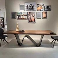 Table de salle à manger, de bureau ou de conférence de style chinois simple et créatif en bois massif de couleur noyer noir nordique