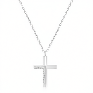 Amy Amy <b>Cross</b> Pendant Necklace Rhodium Plated Cubic Zirconia Women's Religious Jewelry Everyday Wearing Gift - Product Image 1