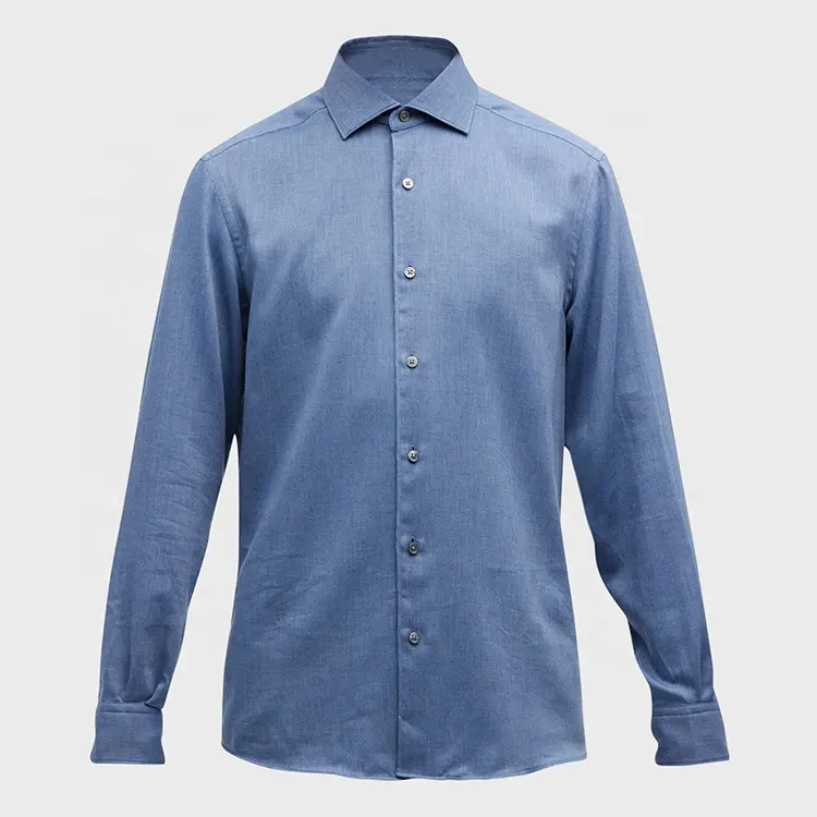 Benutzer definierte Herren Baumwolle-Kaschmir Sport hemd Spread Collar Button Knopfleiste Runde Lauf manschetten Yoked Back Shirttail Saum Classic Shirt