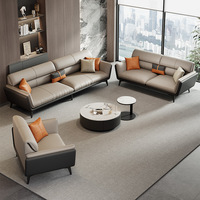 Ensemble de canapés en cuir italien de luxe moderne 1+2+3 places, meubles de salon, canapé sectionnel