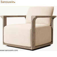 Fauteuil de jardin moderne en bois pour l'extérieur, avec coussin, résistant aux intempéries, chaise longue de patio