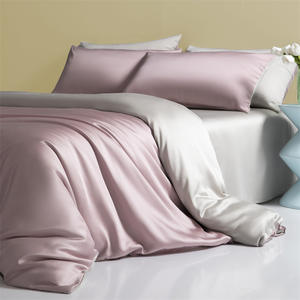 Austria Lanjing quattro pezzi tinta unita doppio Splicing alto numero ad alta densità lenzuolo e <span class=keywords><strong>copripiumino</strong></span> - Product Image 3