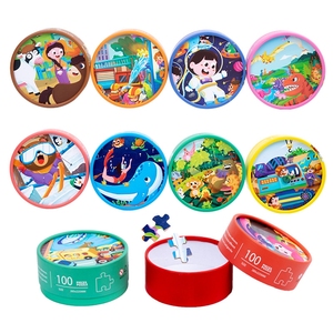 Juguete Educativo, Rompecabezas de Papel Personalizado con 12 Temas, Rompecabezas de Dibujos Animados de 100 Piezas, Tablero de Rompecabezas <span class=keywords><strong>Redondo</strong></span> de Papel, Rompecabezas de Madera en Tubo de Papel - Product Image 3