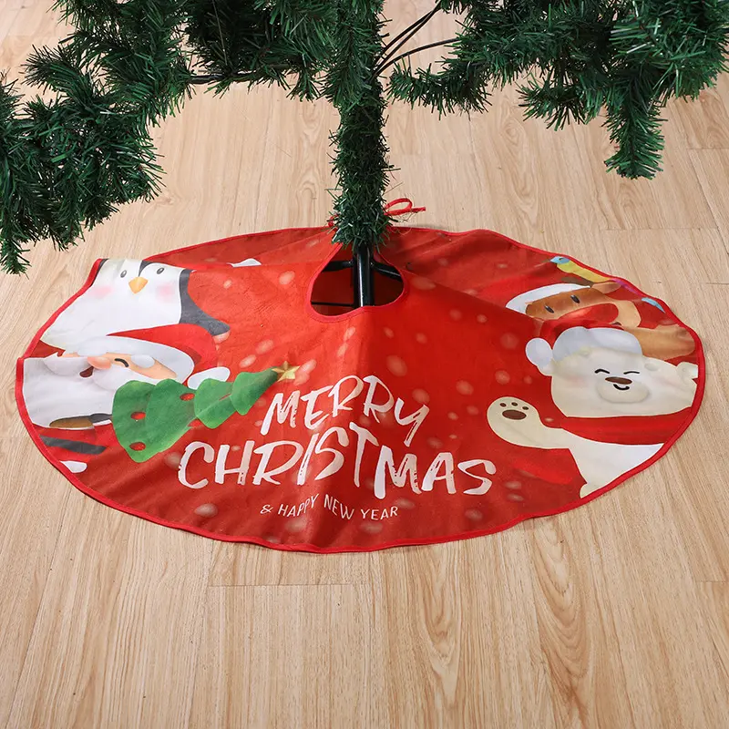 New Hot Sale Red Polyester Christmas Tree Cloth Home Decor Thick Pure White White Snowflake Christmas Tree Skirt