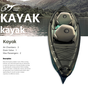 K2-Kayak à pédales, Kyaks de pêche sit-in gonflables pour lacs rivières océan avec deux pagaies de pêche en PVC de 20kg - Product Image 1