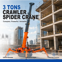 Grue araignée sur chenilles de 3 tonnes de haute qualité, personnalisée, avec télécommande, corps thermolaqué, certifiée CE
