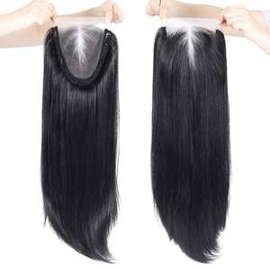 Peluca de encaje frontal de fibra sintética resistente al calor <span class=keywords><strong>con</strong></span> línea de cabello natural, base de encaje sin pegamento, cierre extraíble, cabello liso HD largo - Product Image 3