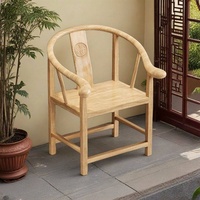 Chaise de thé de style chinois antique en chêne massif avec accoudoirs circulaires BTDC007 pour salon de thé ou salle à manger