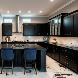 Meubles de cuisine modernes en bois noir laqué de haute qualité, modulaires, abordables et luxueux, pour cuisine complète haut de gamme - Vente en gros - Product Image 1