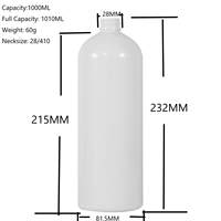 Contenants en plastique PET PCR blancs opaques de 1000 ml (1 litre, 33,8 oz) avec pulvérisateur à pompe pour emballage de savon liquide et produits de soin personnel