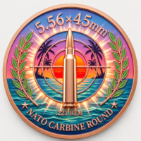 Pièce de collection en cuivre fin 999 de 1 oz, motif munitions, relief 3D, effet UV, pour passionnés d'armes à feu, médaille commémorative artistique