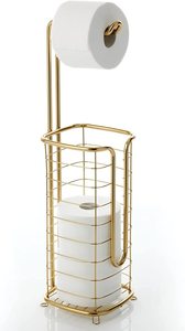 Support et distributeur de papier hygiénique sur pied <span class=keywords><strong>en</strong></span> acier avec rangement pour salle de bain, salle d'eau-Peut contenir 3 méga rouleaux de toile - Product Image 3