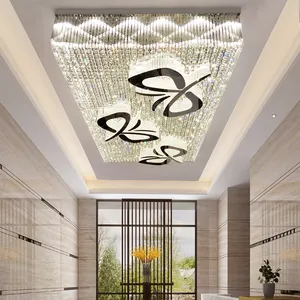 酒店大厅高吸顶灯定制标志图案项目大豪华水晶吊灯