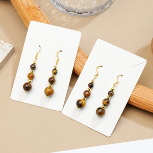Tigers Eye Crystal Bead Earrings - Golden Healer Energy Healing <strong>Engraved</strong> Souvenir De Mariage Jewelry - Product Image 4