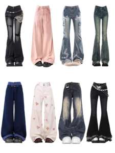 <span class=keywords><strong>Jeans</strong></span> cargo décontractés taille haute amples et respirants pour femmes, coupe boyfriend, jambe large, en denim, vente en gros - Product Image 6