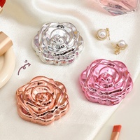 Cermin Rias Lipat Genggam Mini Dua Sisi Rose Folding, Cermin Makeup ABS Tahan Lama Berkualitas Tinggi