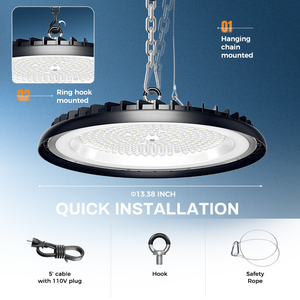 Luce <span class=keywords><strong>LED</strong></span> UFO High Bay Rotonda Ultrasottile da 200W IP65, Corpo in Alluminio, Lampada <span class=keywords><strong>Industriale</strong></span> per Interni, Negozi, Magazzini e Garage - Product Image 5