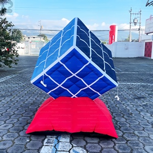 <span class=keywords><strong>Cube</strong></span> magique géant gonflable 3x3 personnalisé avec éclairage LED et base rouge pour boutique de jouets/magasin de jeux, promotion routière/marque de jeux/événement - Product Image 4
