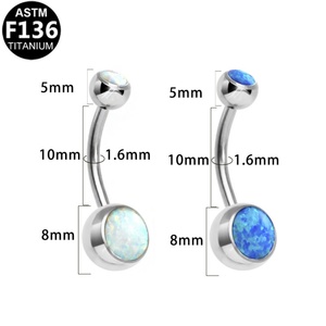 Anillos de Ombligo de Ópalo Premium Gaby, Joyería de Perforación de Titanio G23, Anillo de Ombligo de 14G para Mujer, Venta al por Mayor - Product Image 3