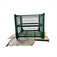 Cage de stockage en treillis métallique pliable en acier, empilable et personnalisable, compatible avec les chariots élévateurs, capacité de 1000 kg