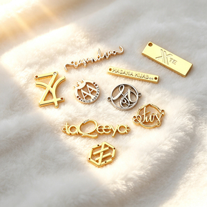 Cheap Wholesale Custom Zinc Alloy 2 Hole Engraved Brand Logo Metal Plates <b>Tags</b> for Shoes Cloth <b>Bags</b> Swimwear Accessories - Product Image 1