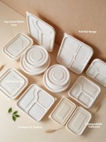 Boîte à emporter durable, biodégradable et compostable, boîte à lunch jetable avec couvercle, vente en gros, personnalisable, qualité alimentaire