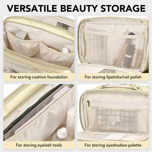 Travel Makeup Bag Large Capacity Toiletry Bag for Women Stand-up Cosmetic Bag Open Flat <b>Make</b> up Case Organizer Portable Pouch - Product Image 2