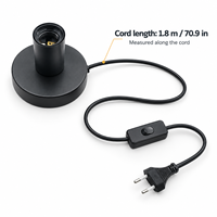 Base de lampe de bureau en métal noir, support d'ampoule E26 E27 avec cordon de 1,8 m, interrupteur marche/arrêt intégré 303, prise EU US pour chambre à coucher, café, bar, studio