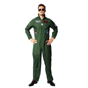 Disfraz Retro <span class=keywords><strong>de</strong></span> Piloto Americano Verde para Adultos, Uniforme <span class=keywords><strong>de</strong></span> Piloto Maverick para Halloween, Personalizado - Product Image 2