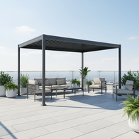 Pergola bioclimatique en acier à lames orientables manuelles 3x4M, entièrement en fer, imperméable, mobilier d'extérieur moderne, gazebo, patio