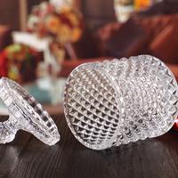 En stock, porte-bougie en verre de 300 ml, pot en verre de sodium et de calcium, couvercle en verre. Impression personnalisable. Marque OEM/ODM. Bonbons en verre pour la confection de confiseries