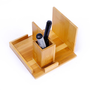 Japanese-style bamboo craft phone <b>stand</b>, multi-functional pen holder, bamboo storage <b>tablet</b> - Product Image 4