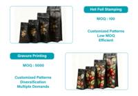 Sacs à Café en Grains à Fond Plat Noirs en Aluminium de 250g 340g 500g 1kg 10kg 2.5kg avec Valve – Emballage