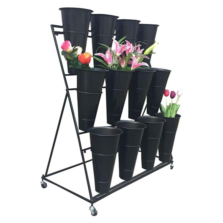 Wy Boeket Plank 3 Tier Metalen Plant Kunstbloemen Display Stand Met Emmers