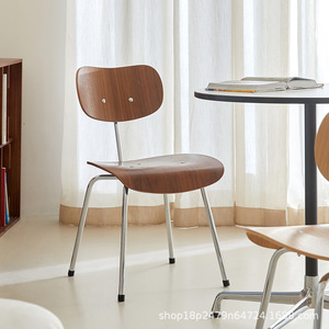 Dining Chair Solid Wood <b>Backrest</b> Chrome Legs Modern Minimalist Design For Dining Room - Product Image 1