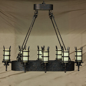 Lampadario gotico rustico in <span class=keywords><strong>ferro</strong></span> <span class=keywords><strong>battuto</strong></span> nero ciondolo Design personalizzato per progetto Hotel Villa - Product Image 1