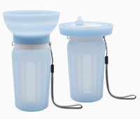 Bouteille d'eau portable pour animaux de compagnie en silicone imperméable pour l'extérieur, bol à eau pliable à motif solide pour chiens et chats