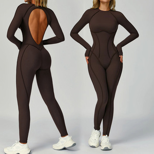 Tuta sportiva monopezzo personalizzata tutina sportiva senza schienale traspirante stretta e vuota posteriore tuta da Fitness sportiva da donna - Product Image 6