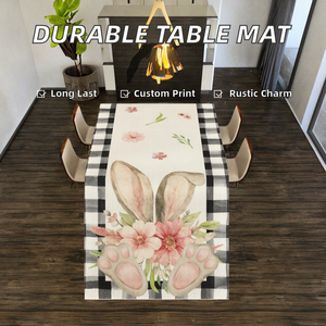 Nouveauté : Sets de table rustiques en polyester, simples/doubles, durables et personnalisables pour mariage - Product Image 2