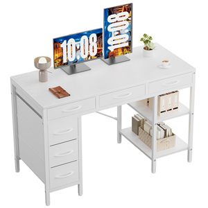 Scrivania per Computer con 6 Cassetti, Tavolo da Gaming per Ufficio Domestico con Ripiani Portaoggetti per Camera da Letto, <span class=keywords><strong>Angolo</strong></span> <span class=keywords><strong>Studio</strong></span> e <span class=keywords><strong>Soggiorno</strong></span> - Product Image 6