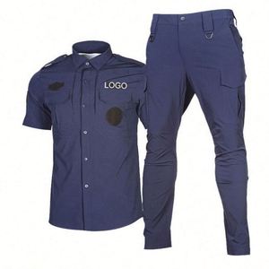 China Navy Blue Security Guard Uniform Set-Cartoon Style Eco-Friendly Promotional <b>Top</b> and Pants with Custom Logo - Product Image 1