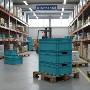 Etap KT 4828 Heavy Duty Euronorm Industrial <b>Plastic</b> Storage <b>Crate</b> Solid Box Style Stackable Turkey - Product Image 3