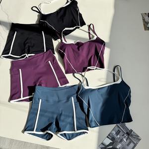 DK25055 grosir Set pakaian olahraga wanita pakaian Gym 2 untuk wanita pakaian Gym Set Yoga kebugaran Gym - Product Image 4