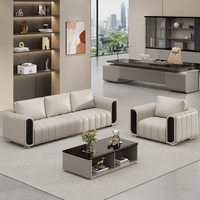Ensemble de canapés modulaires en cuir pour réception de bureau, style moderne et simple, trois places, sensation de luxe léger, haut de gamme, pour appartement