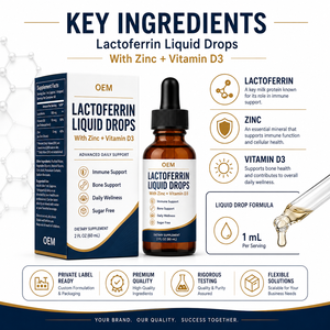 Gotas Líquidas <span class=keywords><strong>de</strong></span> Lactoferrina Bovina con Zinc y Vitamina D3, Suplemento Nutricional para el Bienestar Diario, Suministro <span class=keywords><strong>de</strong></span> Marca Privada - Product Image 2