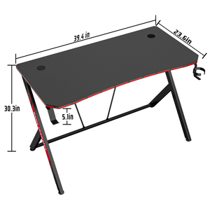 Gaming Desk Workstation PC Gamer <span class=keywords><strong>Computer</strong></span> Desk Cup Holder Gancho para auriculares Superficie de madera de metal para mesas de juego - Product Image 6