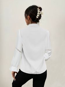 Yiwu Fangxin fabbrica che vende camicetta abbottonata a maniche lunghe camicia formale da donna bianca in pizzo da ufficio - Product Image 5